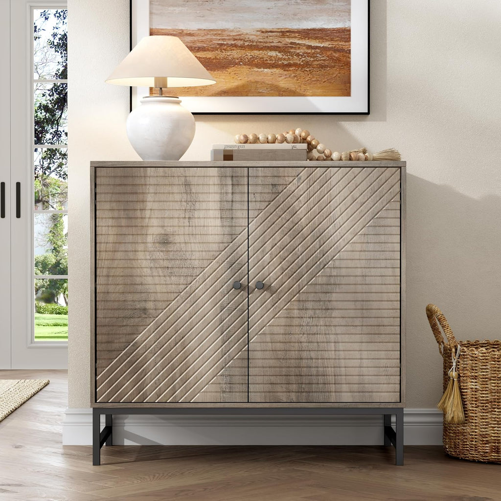 Storage Cabinet with Doors and Adjustable Shelf, Sideboard Buffet Cabinet with Storage, Console Table & Credenza for Living Room, Kitchen, Dining Room