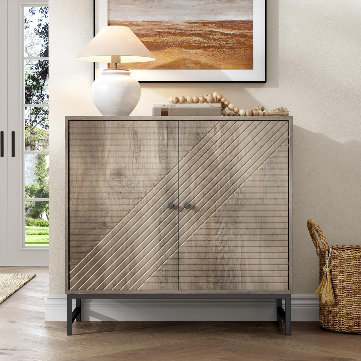 Storage Cabinet with Doors and Adjustable Shelf, Sideboard Buffet Cabinet with Storage, Console Table & Credenza for Living Room, Kitchen, Dining Room