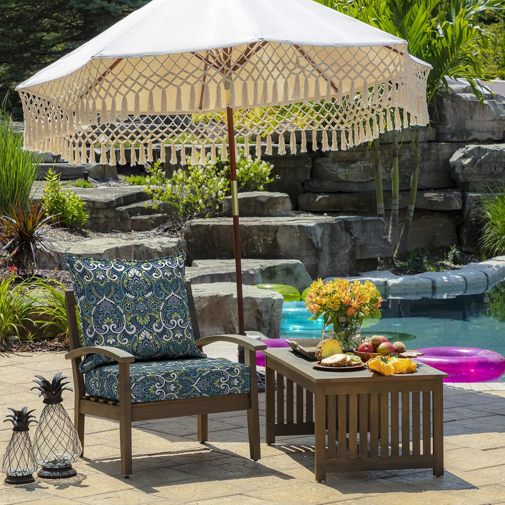 Arden Outdoor Deep Seat Cushion Set, 4-Pack, 22x24, Blue Damask