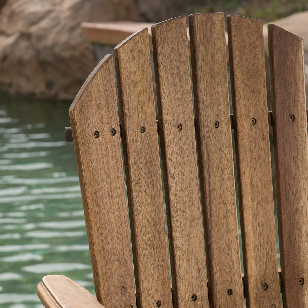 Great Deal Furniture Noble House Malibu Outdoor Acacia Wood Adirondack Barstool in Teak (Set of 4)