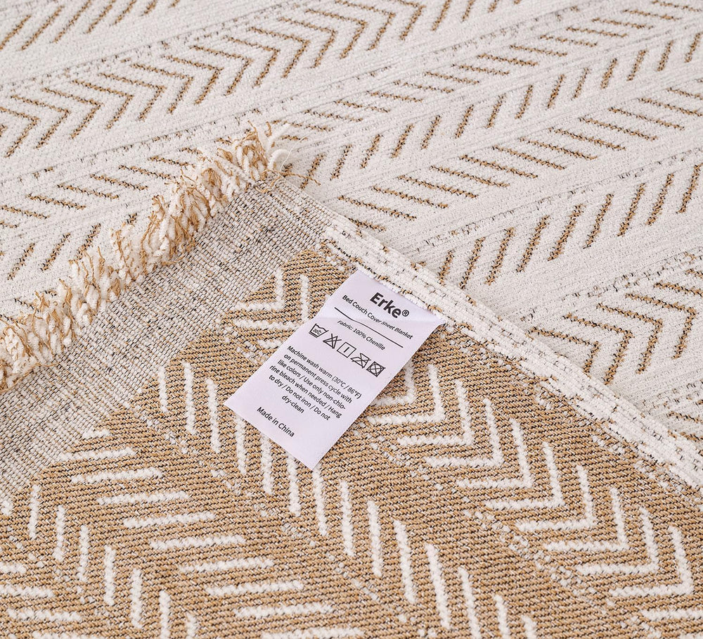 Erke Boho Chair Recliner Throw Cover Chenille Sheet Blanket 71”x71”