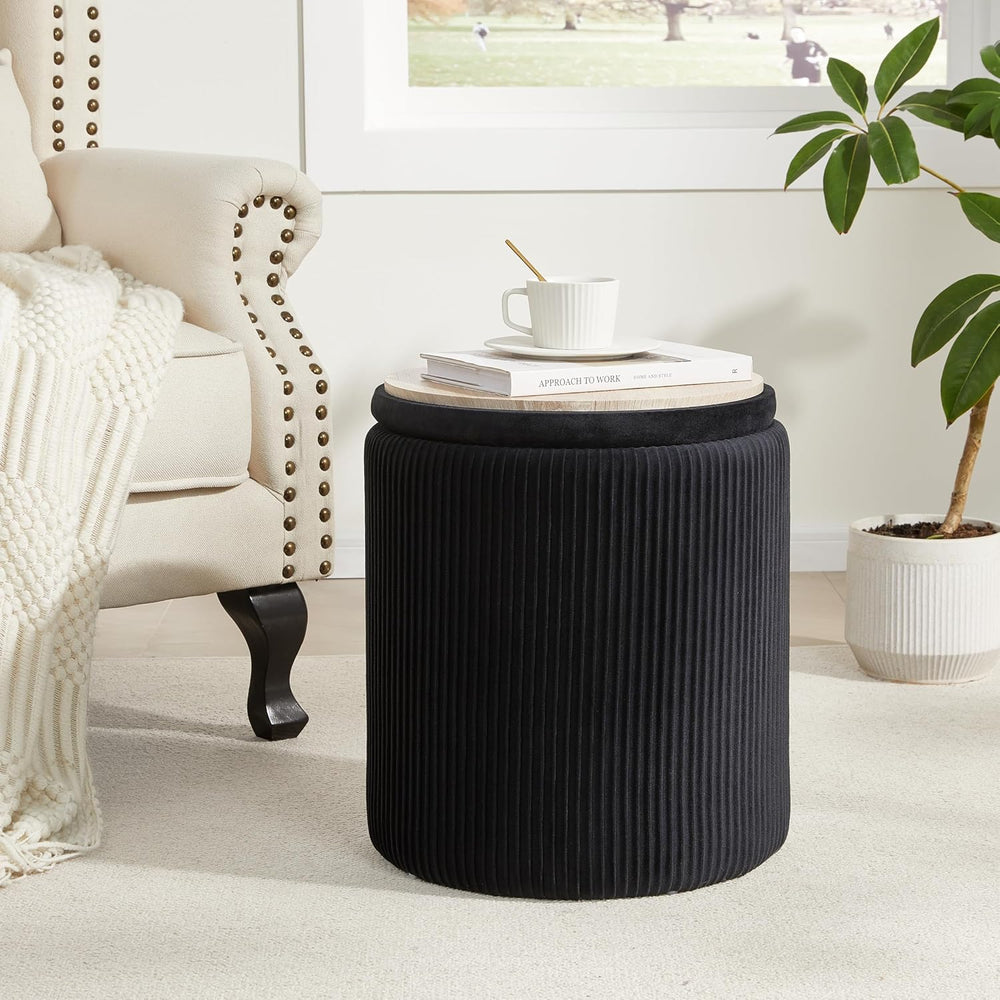 Royal Windsor Round Ottoman with Storage Set of 2, Storage Vanity Stool