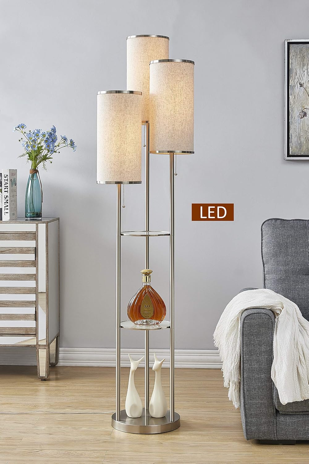 Artiva USA Eleanor 66"H LED Tri-Light Shelf Floor Lamp