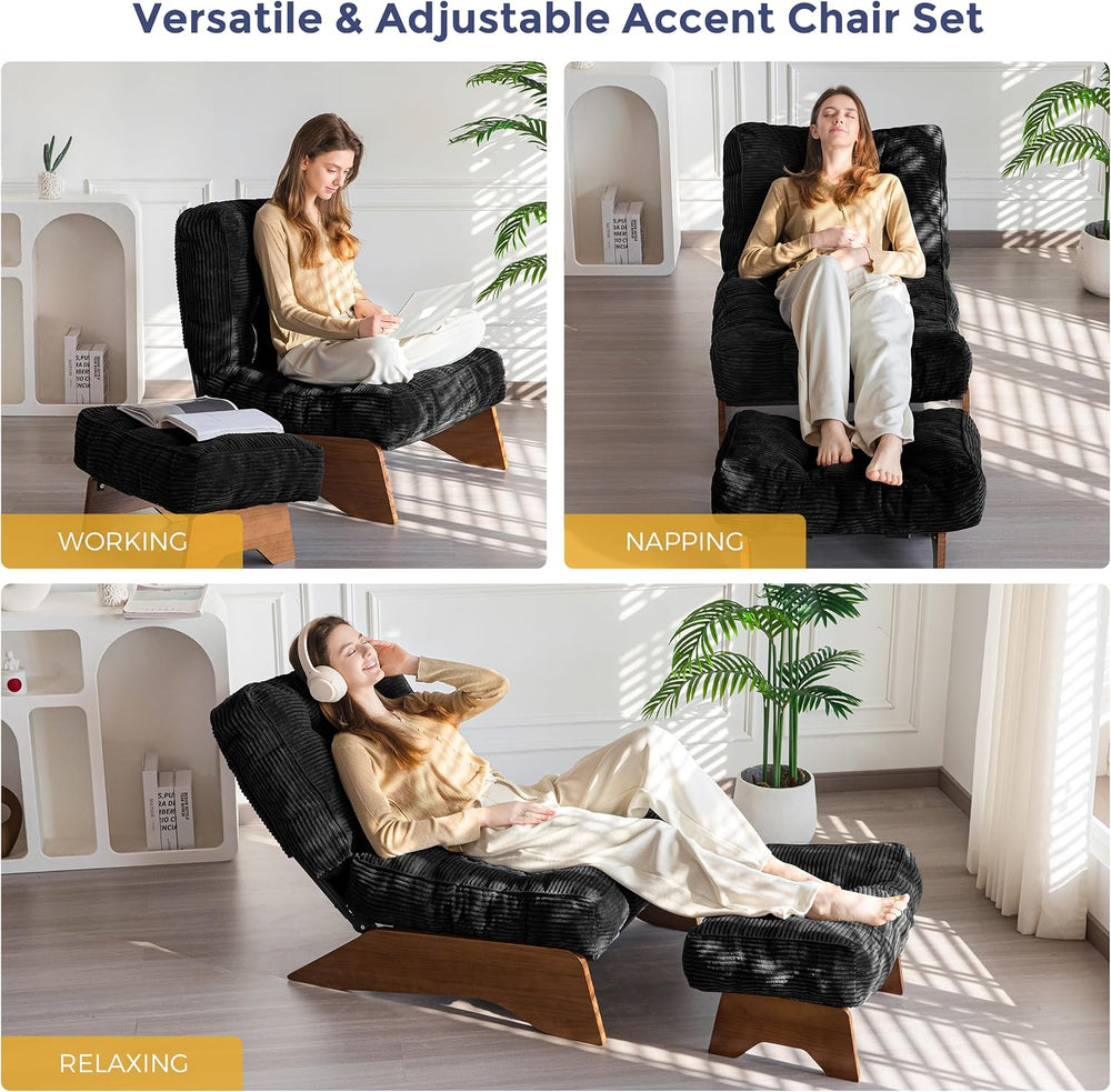 MAXYOYO Accent Chair with Ottoman, Lounge Chair with Adjustable Backrest