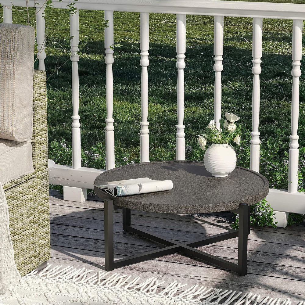 SUNBURY Outdoor Coffee Table Dark Grey, 12''H x 31.5''W Patio...