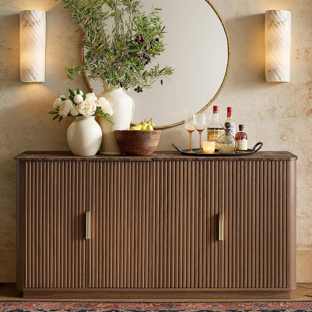 win2win 63" Fluted Sideboard Buffet Cabinet with Storage