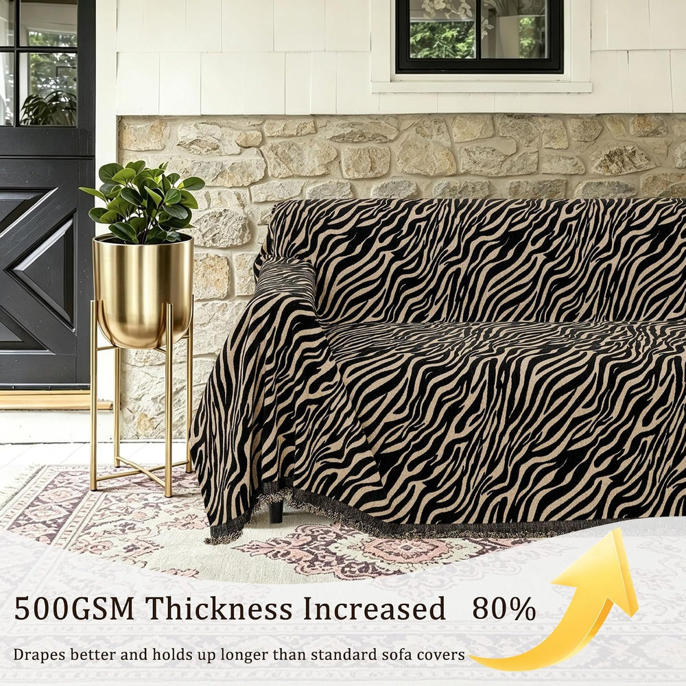 VOIR Zebra Armchair Couch Cover for Dogs, Oversized Chair Cover, Black Gold