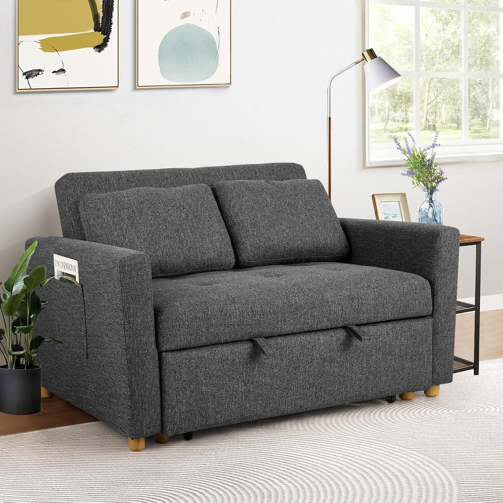 SEJOV Loveseat Sleeper, 3-in-1 Convertible Sofa Bed Pull Out, Black