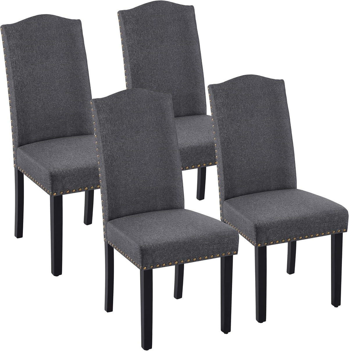 Yaheetech Dining Chairs Set of 4 High Back Parson Chairs Dark Gray