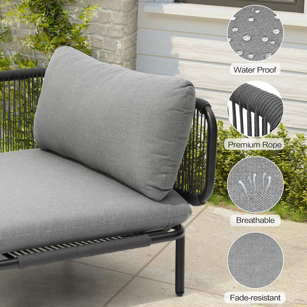 Patio Furniture Set, Outdoor Patio Furniture Oversized Metal Single Sofa, 1-s...