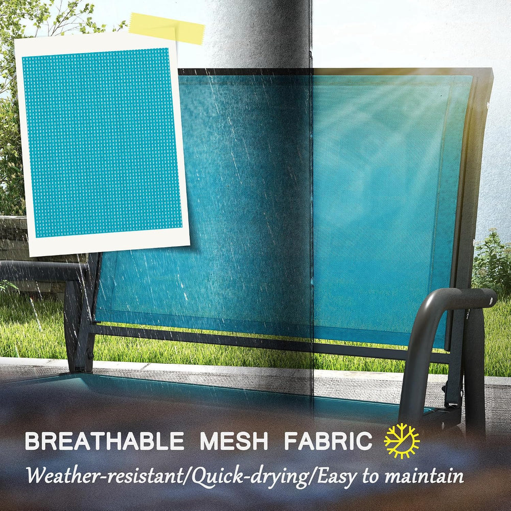 Outsunny Porch Glider Set of 2 Steel Frame Blue