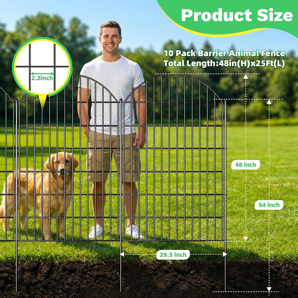 Toolterritary 10 Panels Arched No Dig Decorative Garden Fence with Gate, 48in...
