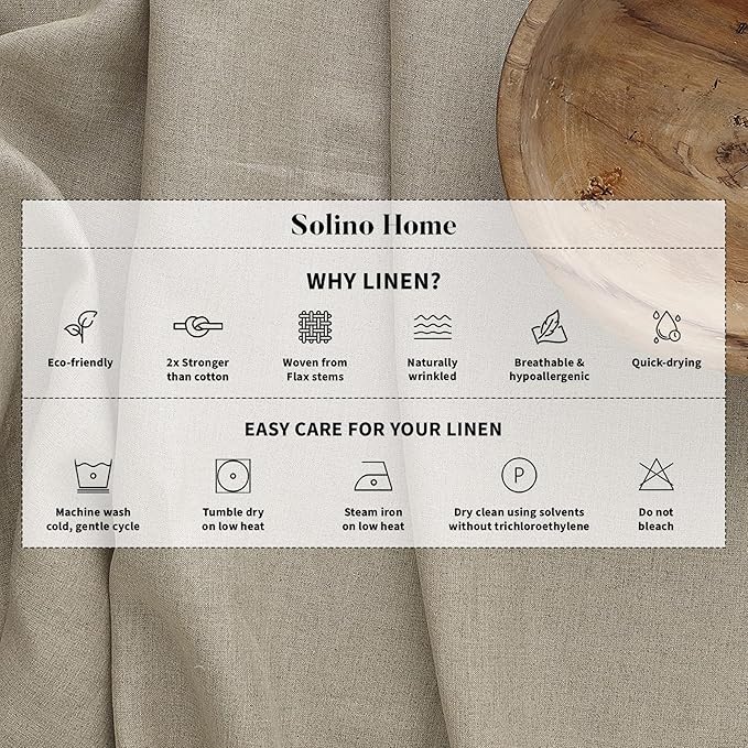Solino Home Linen Natural Table Runner 48 Inches - Classic Hemstitch, 100% Pu...