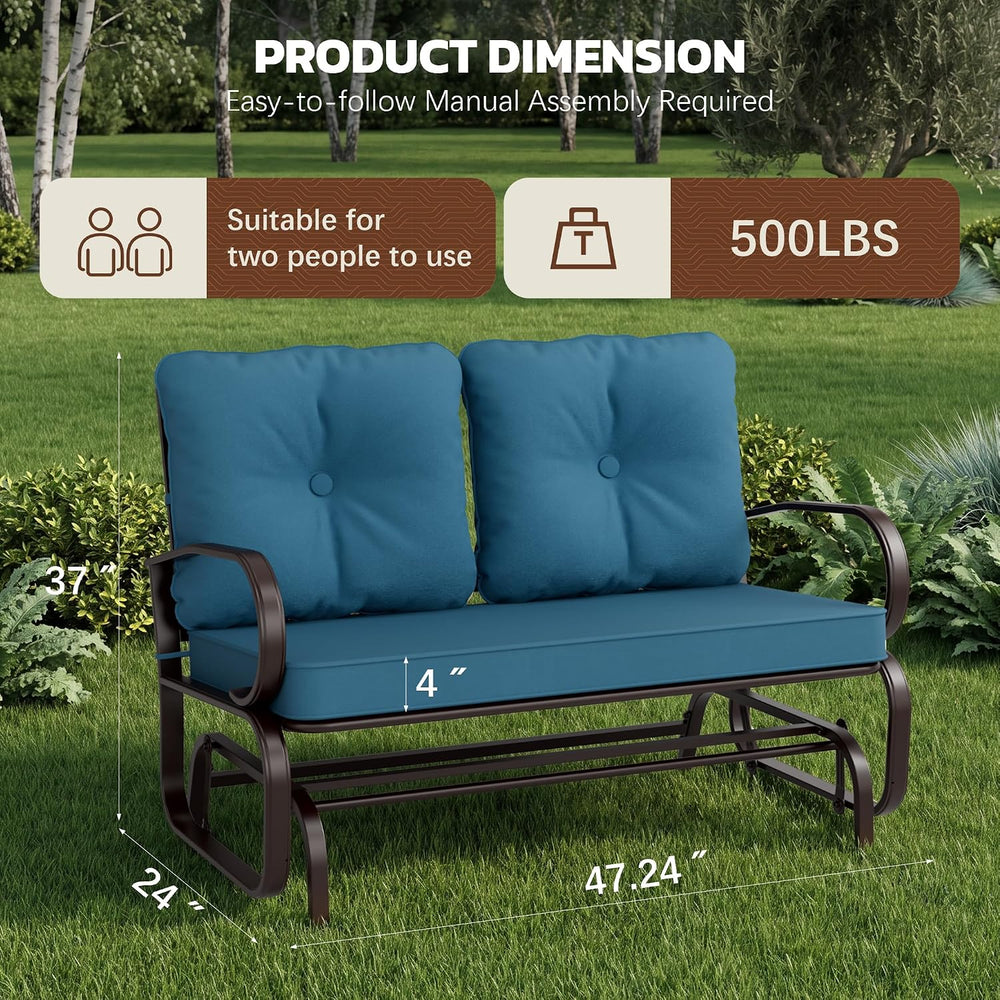 Crownland Outdoor Patio Glider Chair, Rocking Glider Bench for 2 Person, Porc...