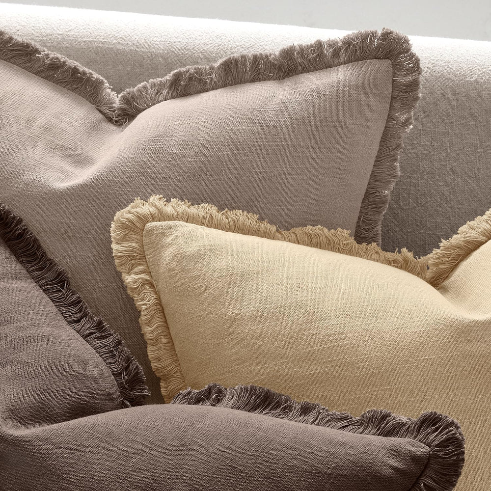 ANRODUO Decorative Linen Fringe Pillow Covers 20×20 Inch Mocha Brown 2 Pack