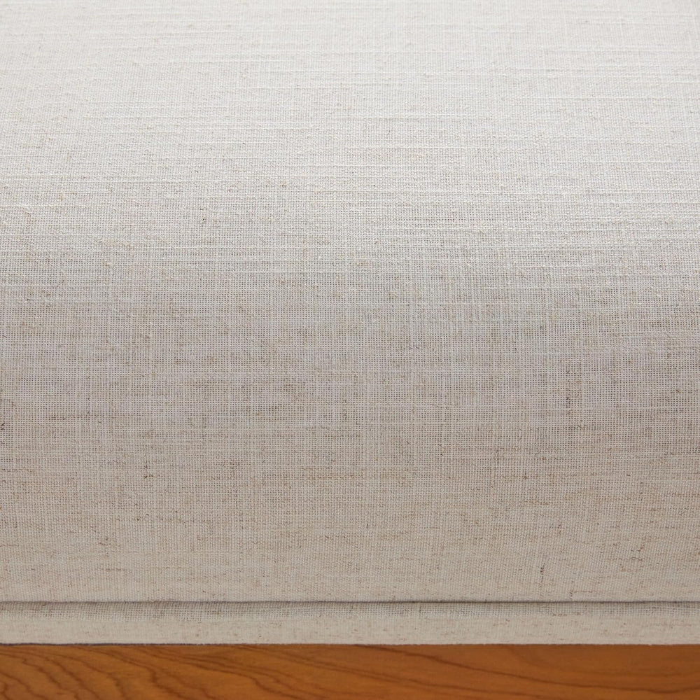 Walker Edison Nash Modern Farmhouse Large Oversized Linen Ottoman, Cream