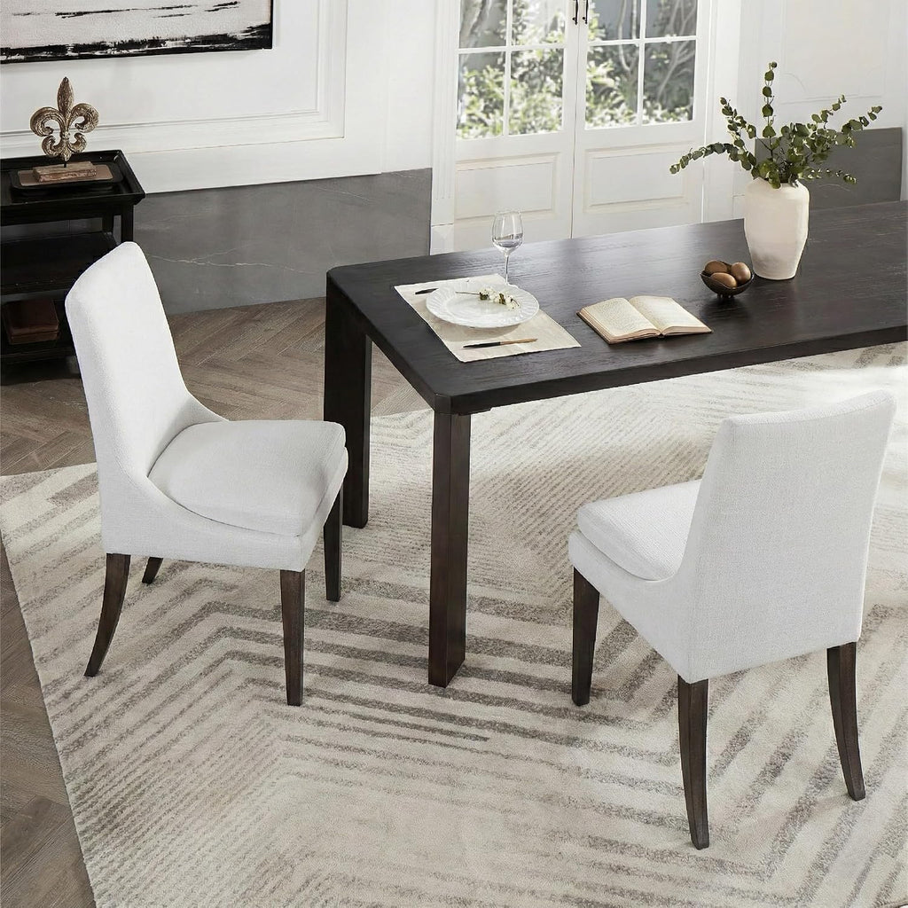 KISLOT Upholstered Dining Chairs Modern Sidechair Performance Fabric High Back Armlesschair for Diningroom Kitchen, White, Set of 2(1 Box)