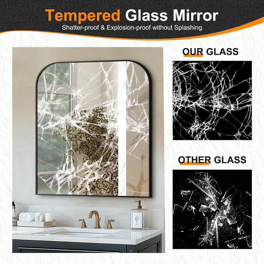 Delma 36"x30" Black Metal Framed Bathroom Mirror for Over Sink