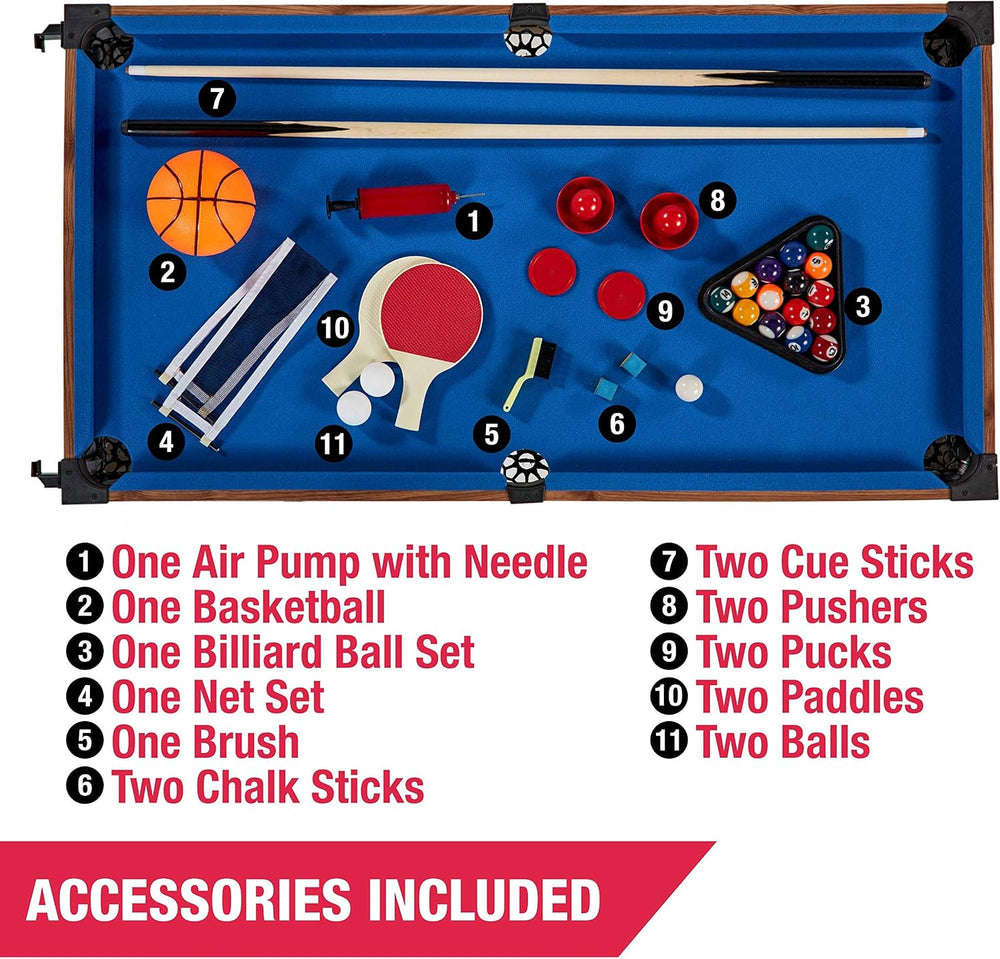 MD Sports 48 Inch 5-In-1 Combo Game Table, Multi