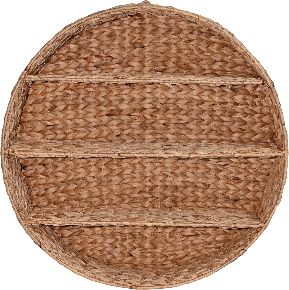 happimess Annulus 3-Shelf Circular Hyacinth Wall Rack 24.6", Natural