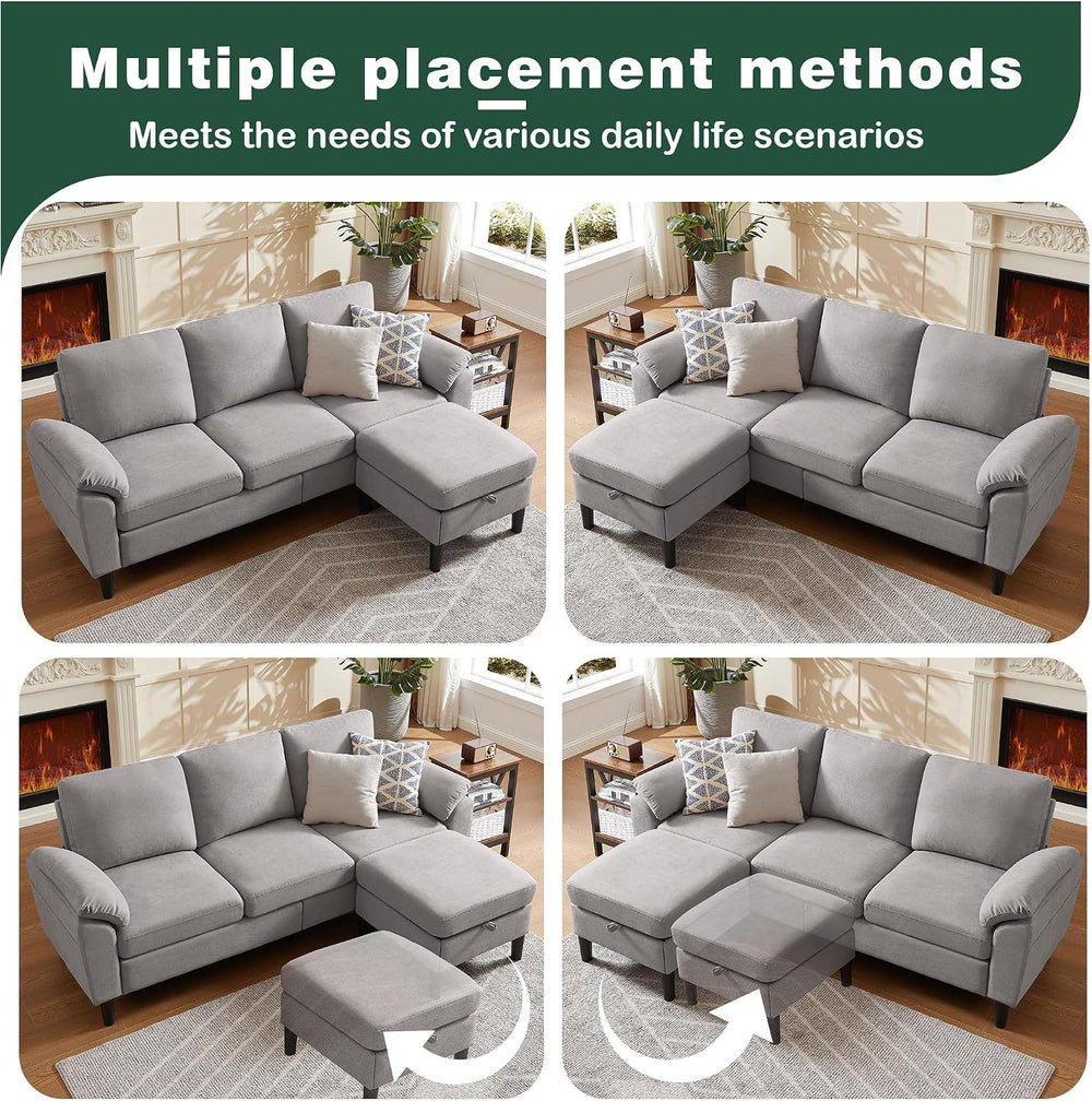 80" Convertible Sectional Sofa, Small L Shaped 3 Seat Couch with Reversi...