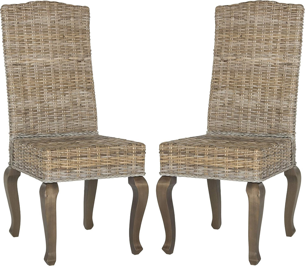 SAFAVIEH Milos Wood Dining Chair Set of 2, 18" Seat Grey SEA8018A