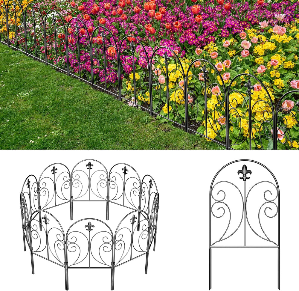 Decorative Garden Fence 19 Pack, 24in(H) x 20ft(L) Animal Barrier Fence, Rust...