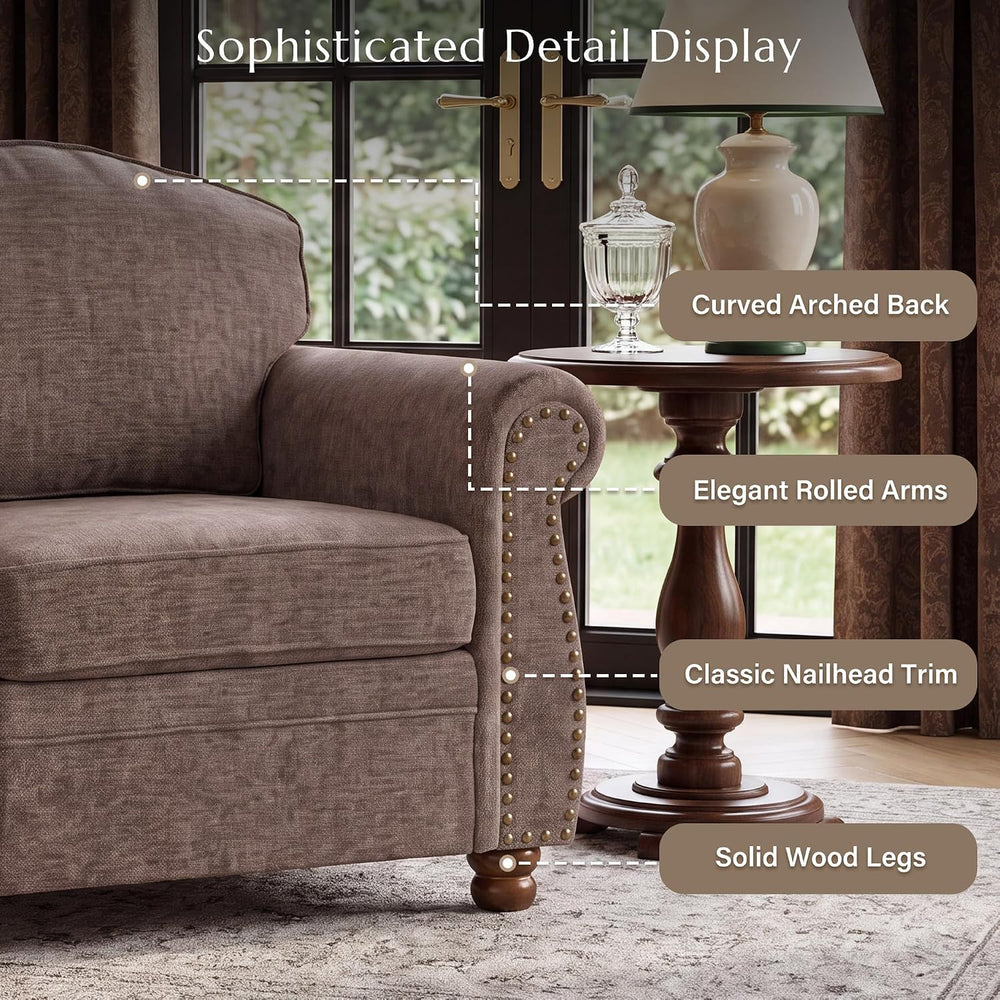 Traditional Accent Chair with Storage Ottoman, 41.3", Chenille, Brown