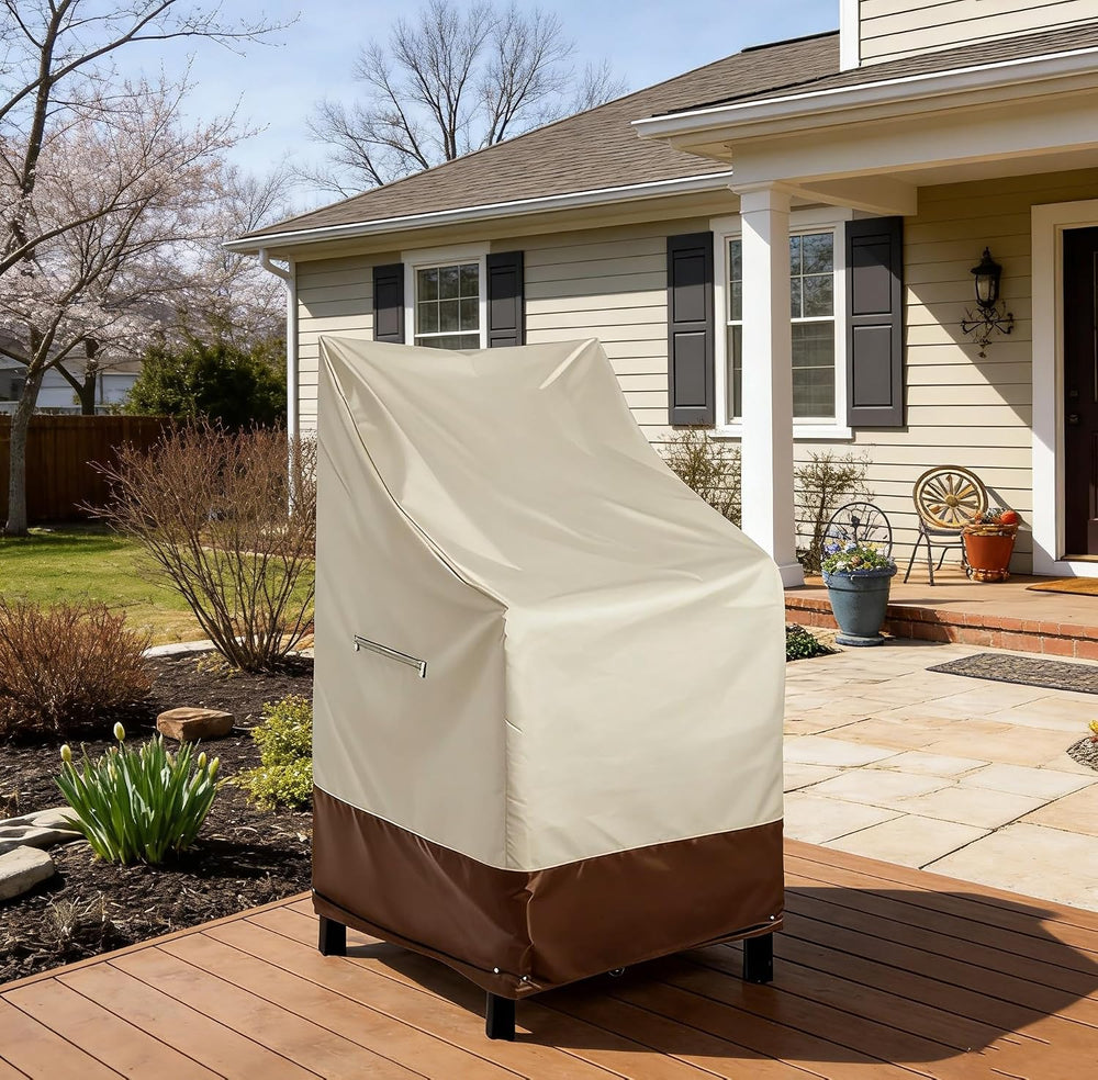 RosieLily Patio Chair Covers High Back Outdoor Bar Stool Covers (1 Pack-Beige...