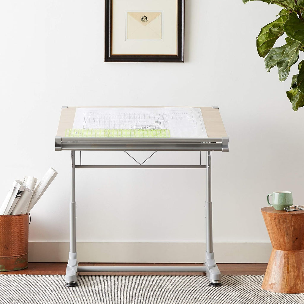 stand up desk store adjustable height and angle shown in use