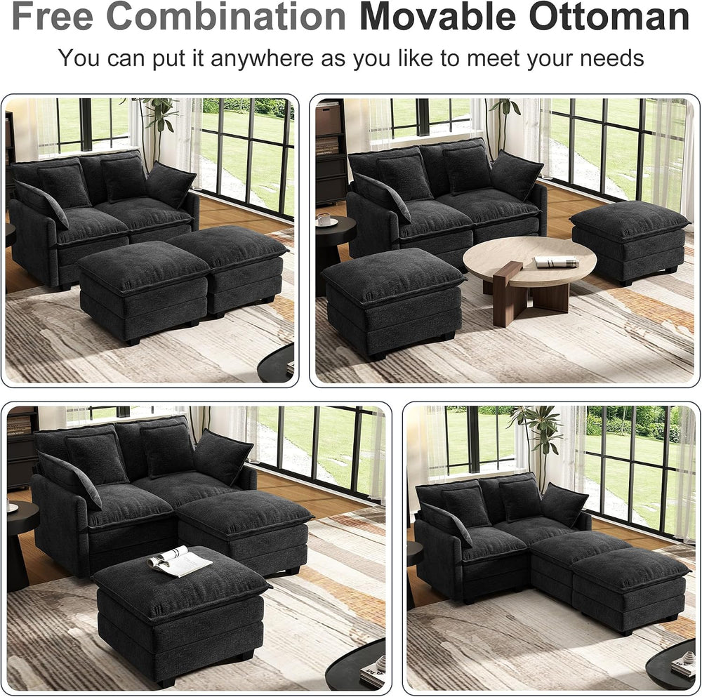 Hanherry 58" Cloud Couch Sectional Modular Sofa, Deep Seat Couches with ...