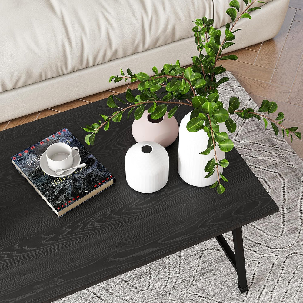 Low Coffee Table Foldable,Simple Modern Rectangular Center Table,Black Sand