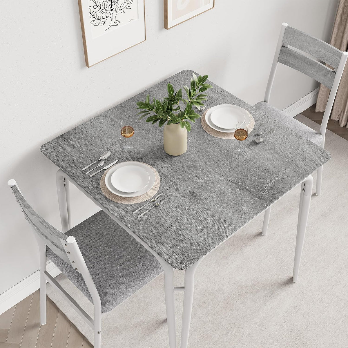 dining table for 2, small table and chairs showing dimensions