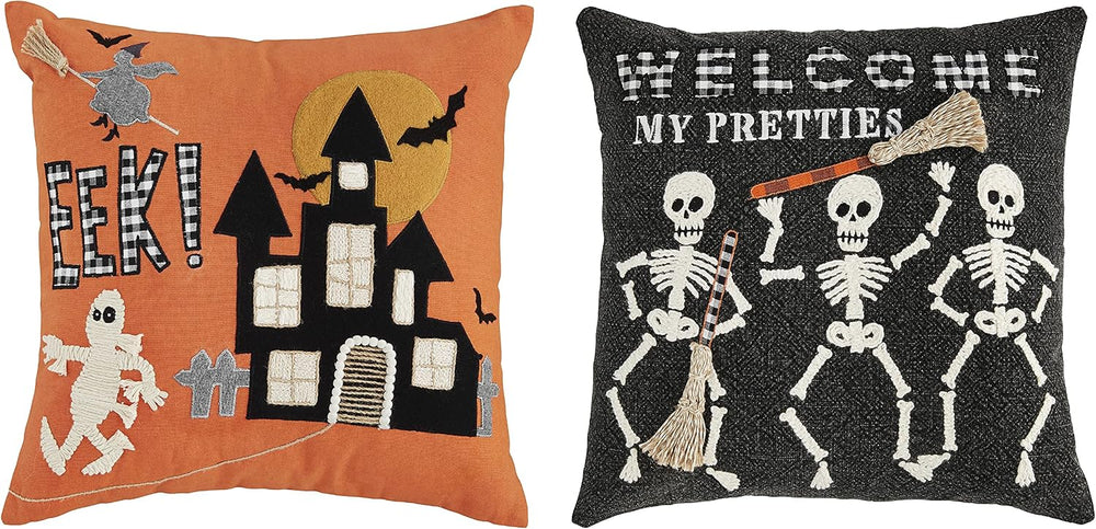 Mud Pie Halloween Appliqué Pillow, Welcome My Pretties