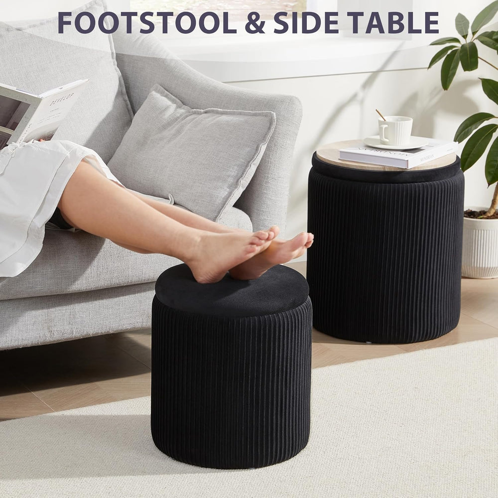Royal Windsor Round Ottoman with Storage Set of 2, Storage Vanity Stool