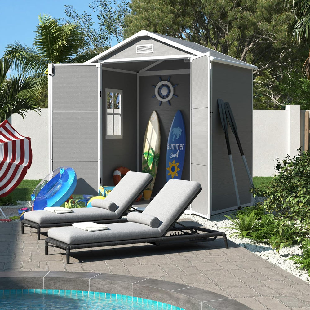 UDPATIO Outdoor Resin Storage Shed 6x4 FT Weatherproof with Floor, Grey