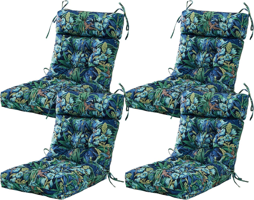 ARTPLAN 44x21 Outdoor High Back Adirondack Patio Cushion 4 Pack,Floral
