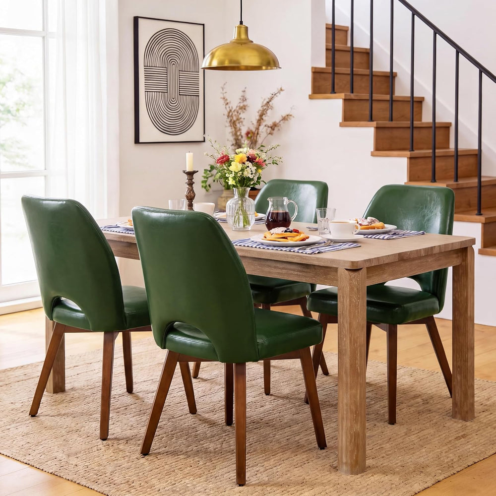 Dining Chairs Set of 6, Upholstered Kitchen Chairs, Dark Green