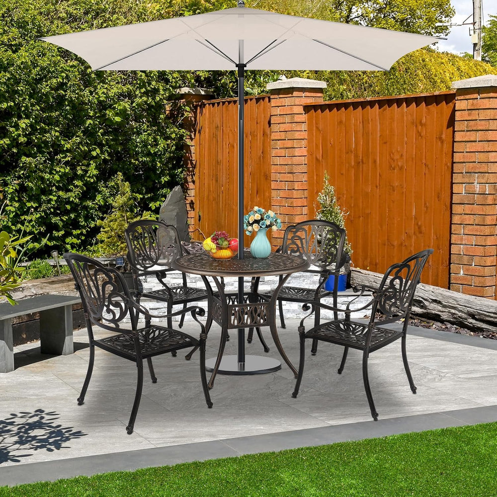 VINGLI 5 Pieces Outdoor Patio Dining Set, Cast Aluminium Patio Furniture Set ...