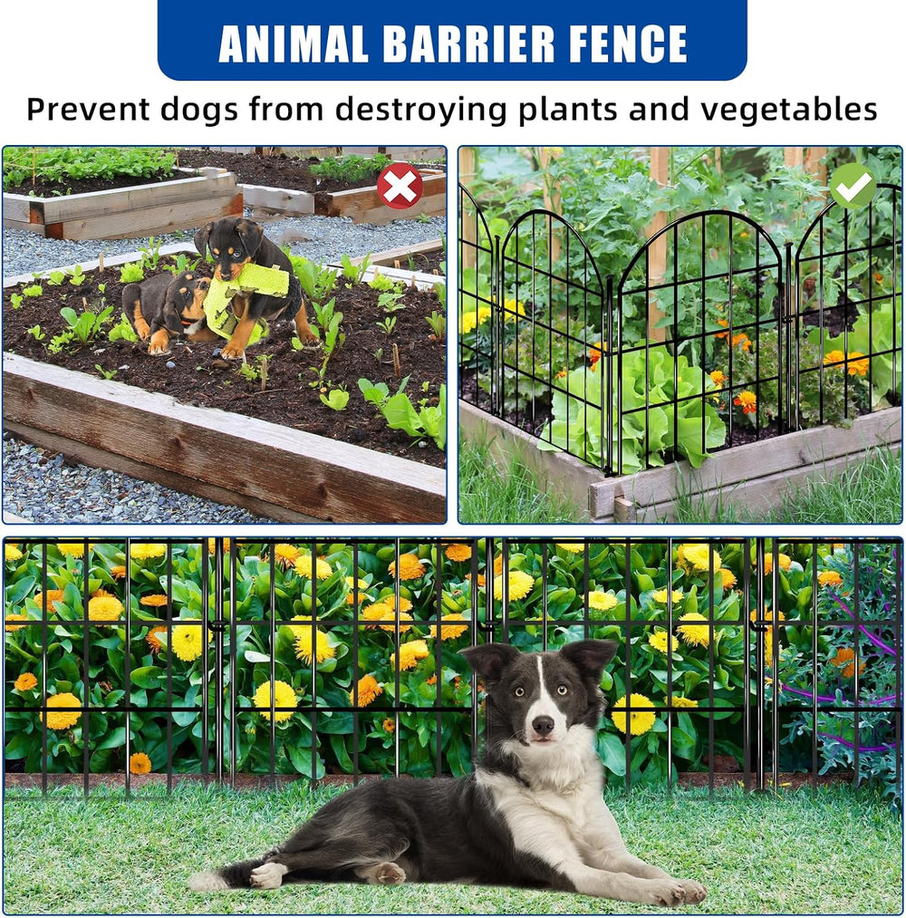 17in X 28ft Decorative Garden Fence, 26 Panels Rustproof Metal No Dig Fence, ...