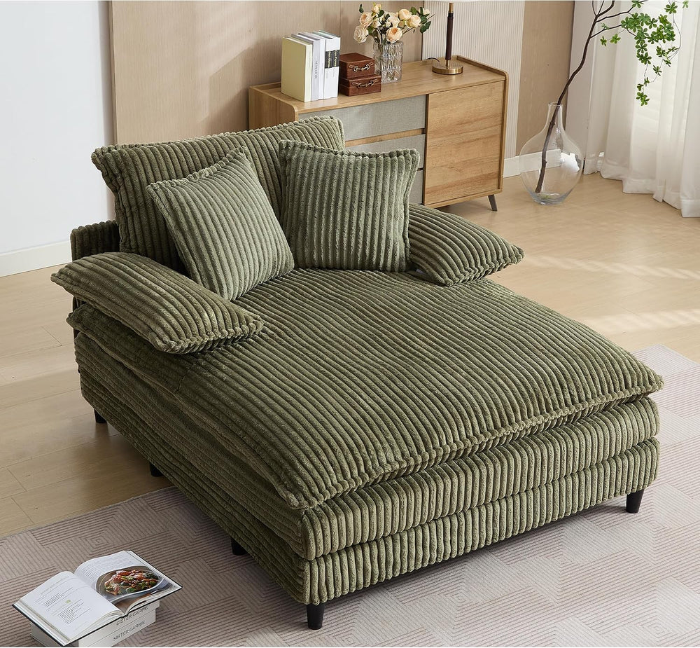 WESTSETLUX 55" W Oversized Chaise Lounge Sofa Couch with 5-Position Adju...