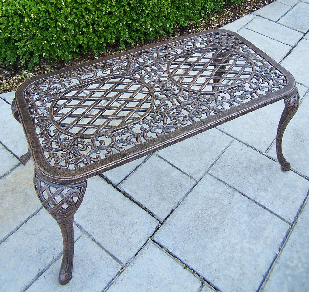 Oakland Living Mississippi Cast Aluminum Cocktail Table, 35-Inch by 18-Inch, ...