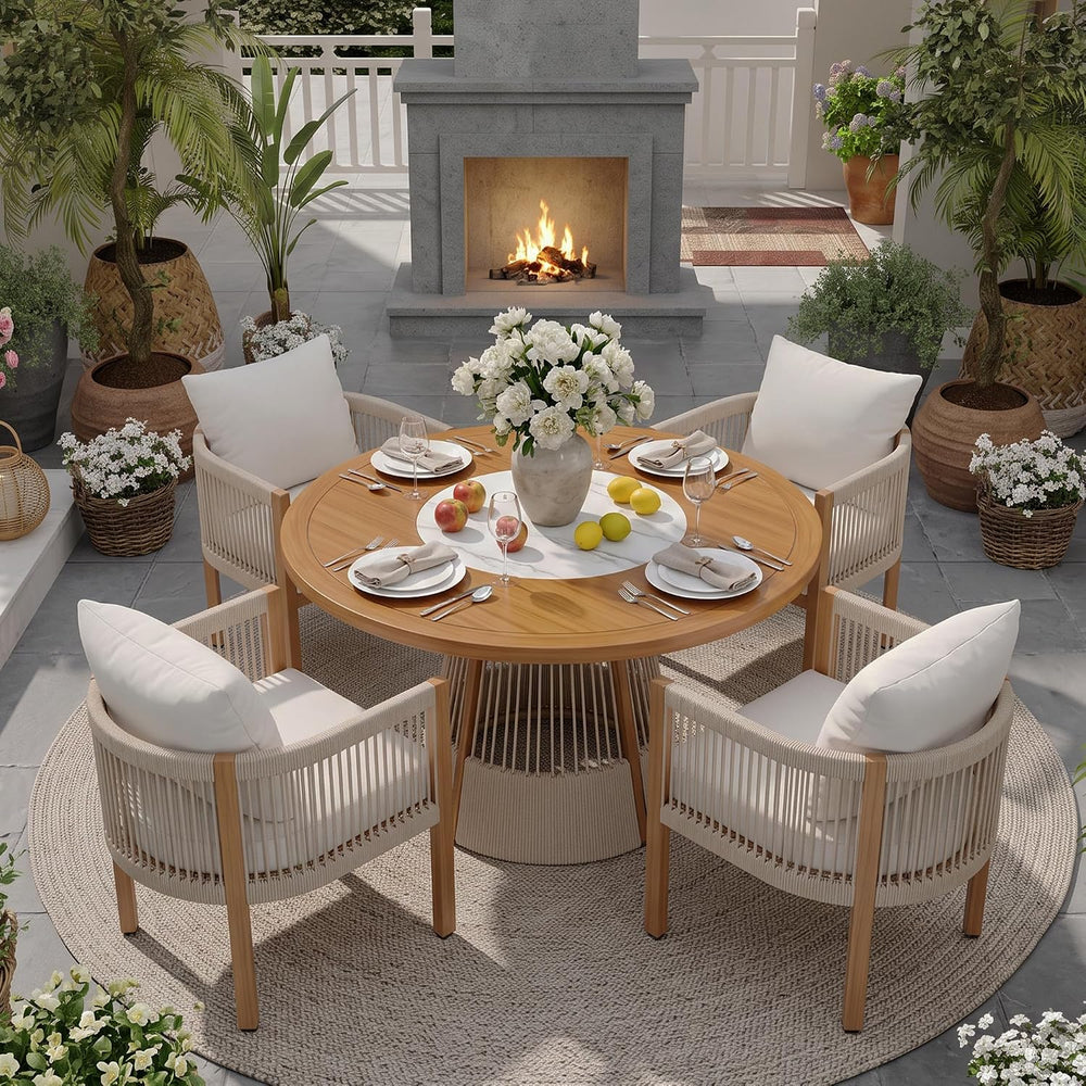 Outdoor Dining Chairs Set of 4, Wicker Patio Dining Chairs with Cushions, Met...