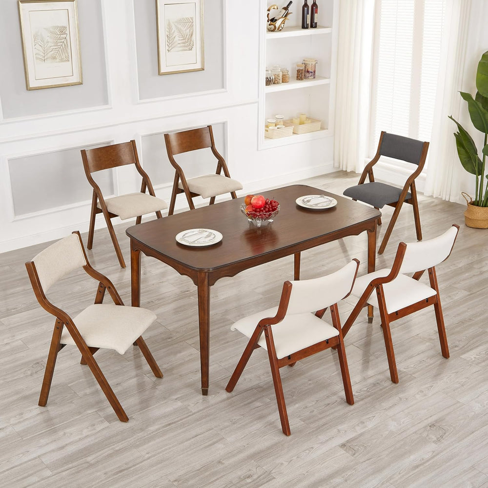 Ball & Cast Upholstered Folding Dining Chairs Set of 2, Foldable Wooden C...