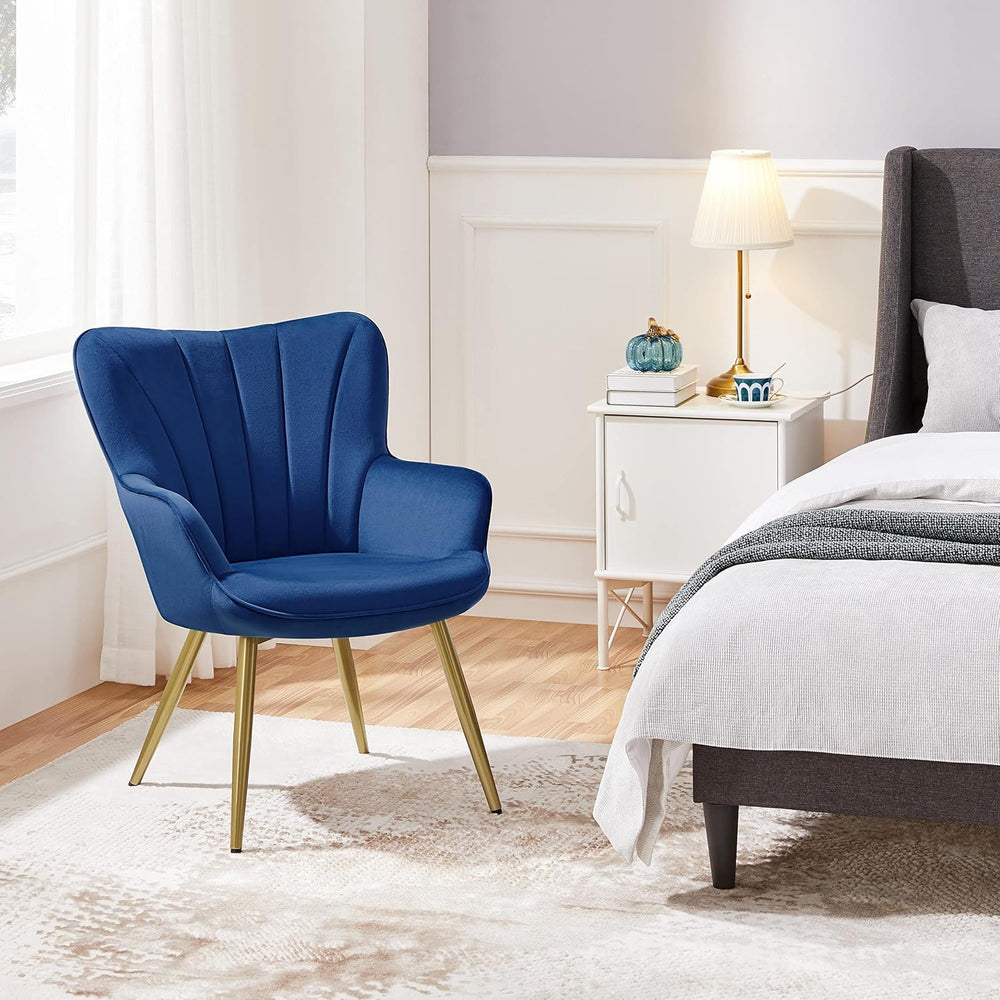 Yaheetech Accent Chair, Upholstered Armchair with Metal Legs, Blue