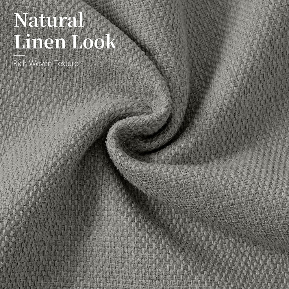 Natural Linen Look Throw Pillow Covers 18x18 Inch Set of 4, Textured Woven De...