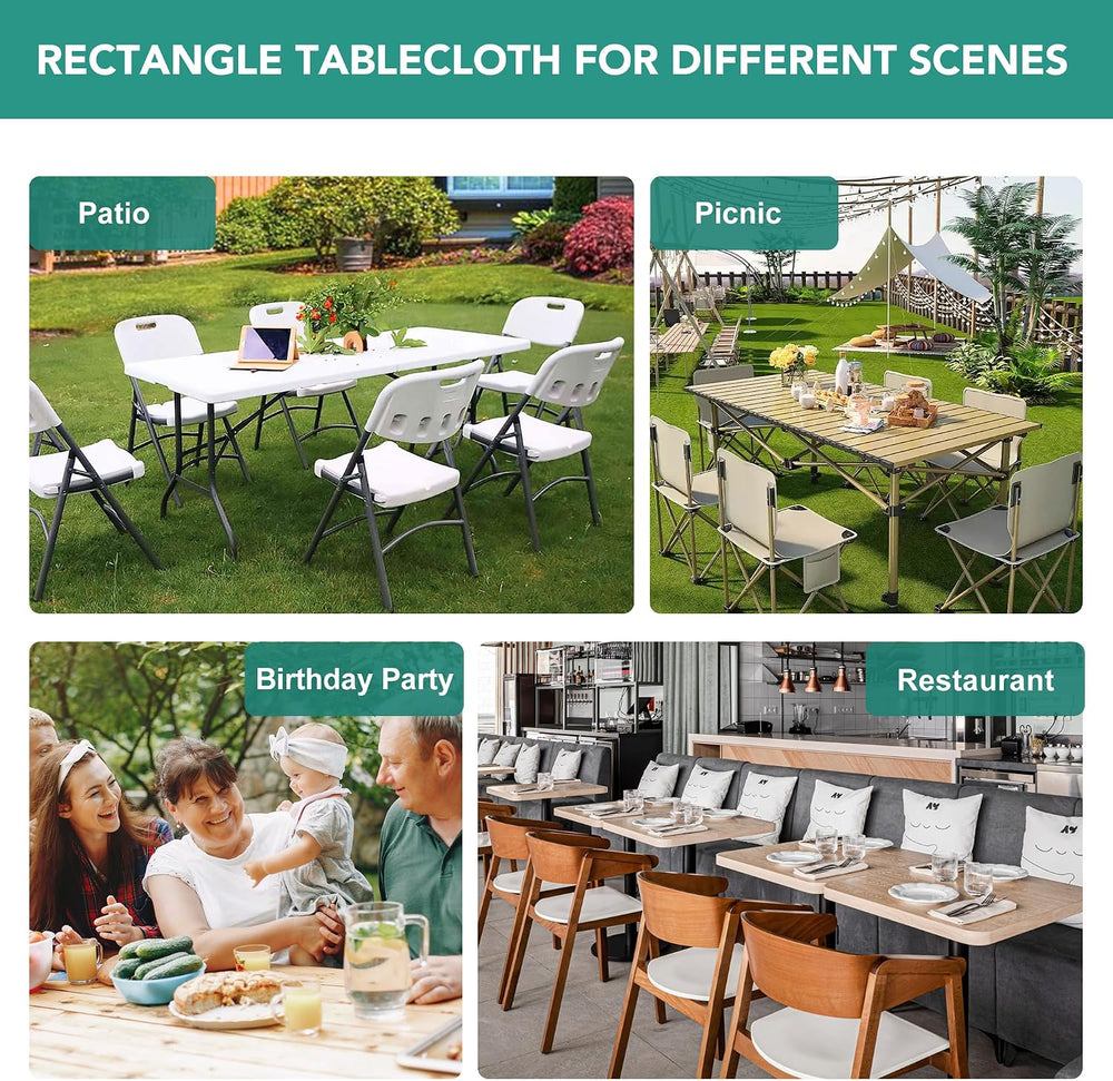 LUSHVIDA Fitted Rectangle Tablecloths for 6ft Folding Tables 6 Packs White
