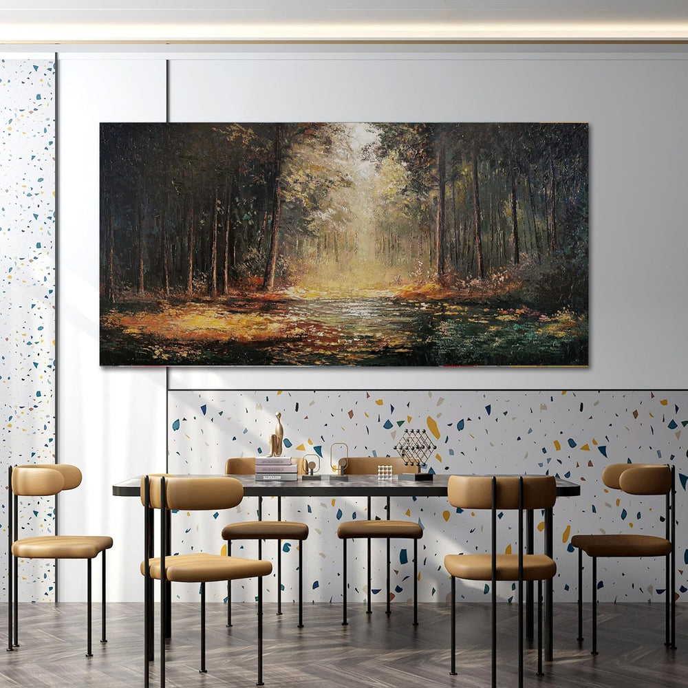 Large Canvas Wall Art Decoration Yellow Forest Landscape Wall Art 29"x58...
