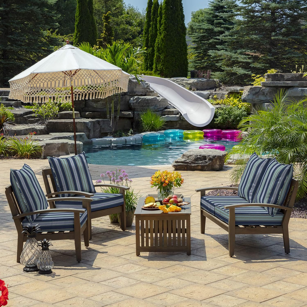 Arden Outdoor Deep Seat Cushion Set, Foam, 2-Pack, 24x24, Blue Stripe