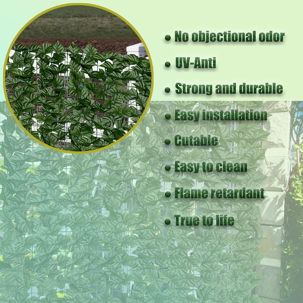 48"x128" (43 Sqft), Artificial Ivy Vine Privacy Fence Screen Roll